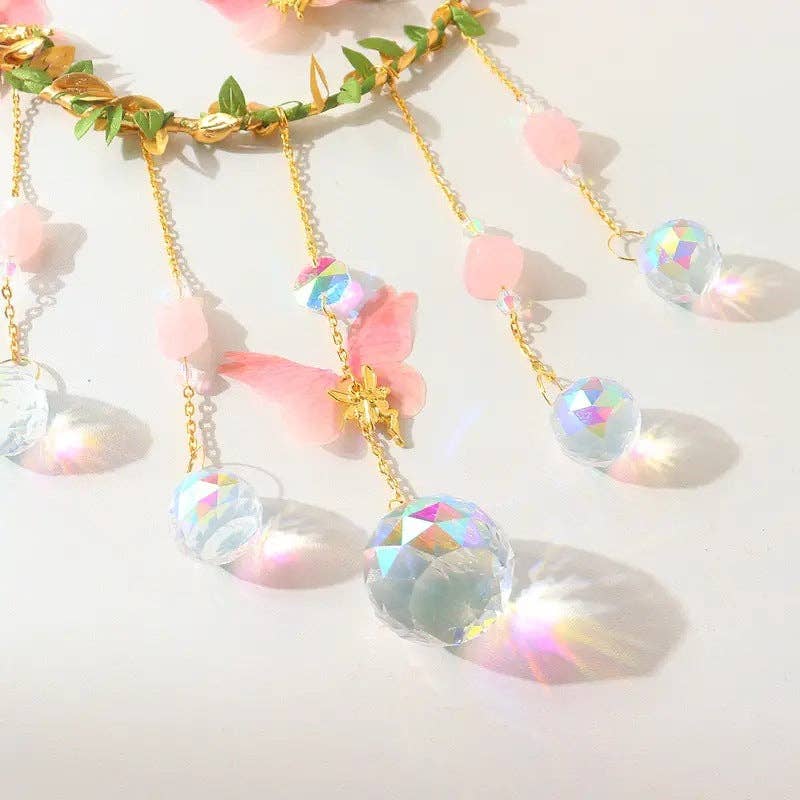 Leaves Butterfly Moon Crystal Suncatcher DP25D690: Moon-15cm