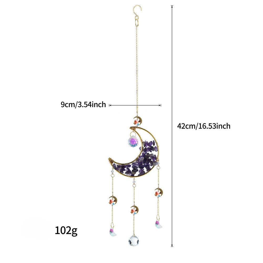 Colorful Stone Moon Crystal Home Hangings DP25A922: Black