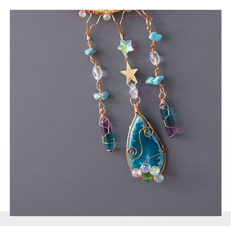 Unique Sun Shaped Natural Stone Sun Catcher 8ZA7HLS09: Green