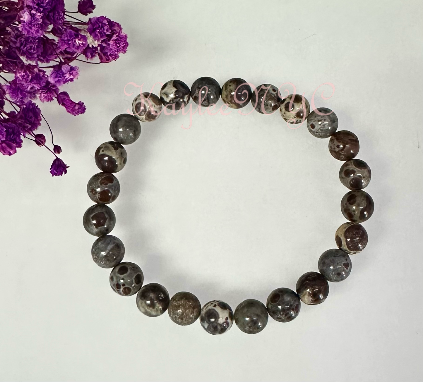 Natural Asteroid Jasper 8mm Crystal Healing Stretch Bracelet