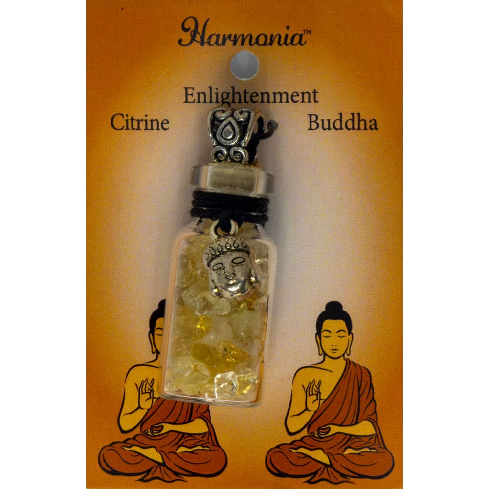 Gemstone Chip Bottle Necklace - Citrine w/ Buddha (Each)