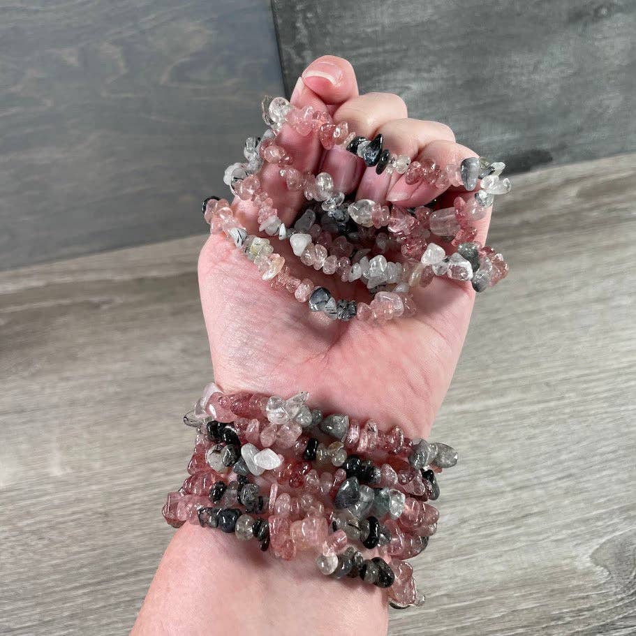 Multi-Stone Gemstone Chip Bracelets – Wholesale Crystals: Amethyst Lapis Lazuli Aquamarine Aventurine Carnelian Citrine Garnet (treated)