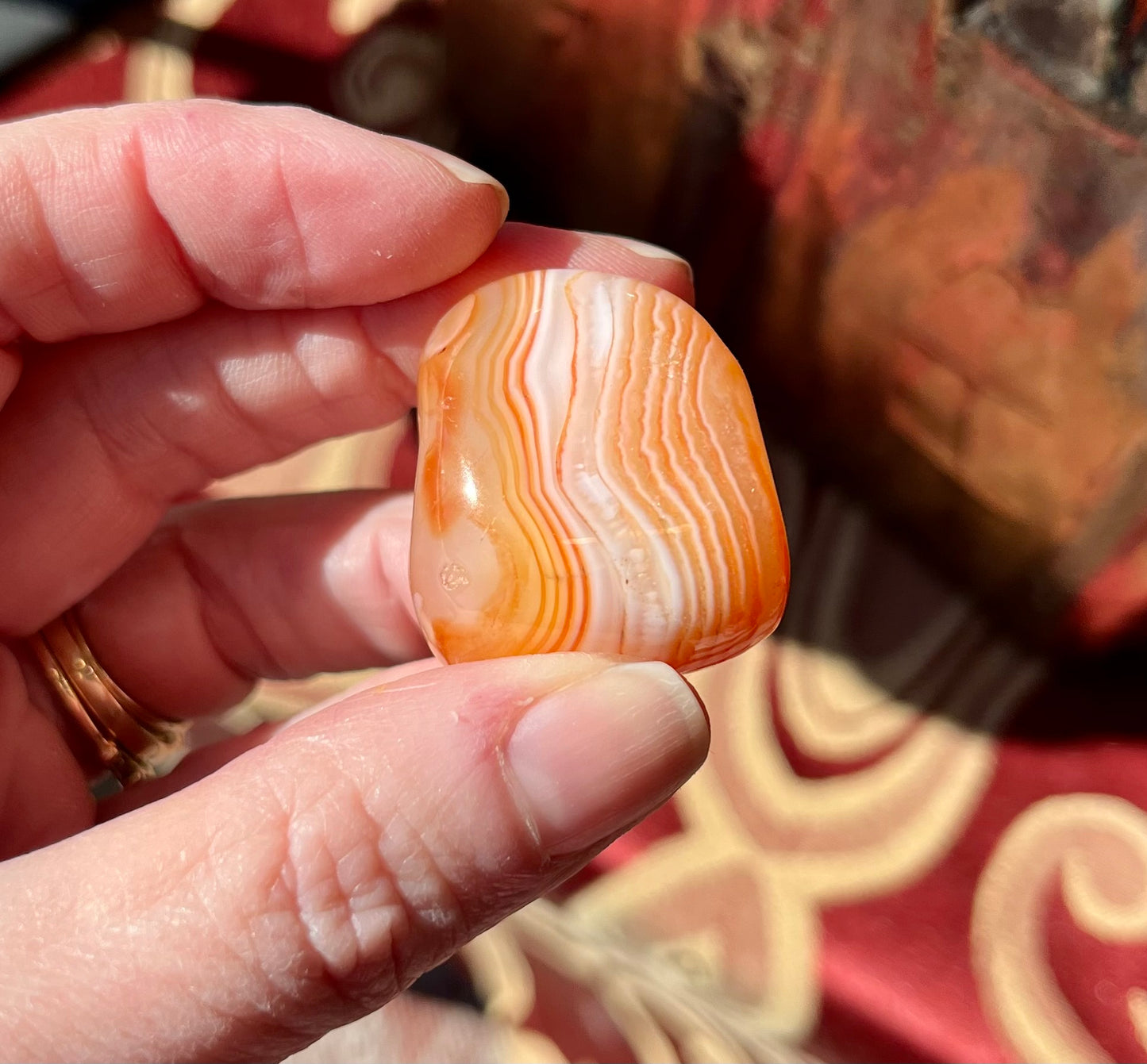 Large Banded Carnelian Tumbled Stones