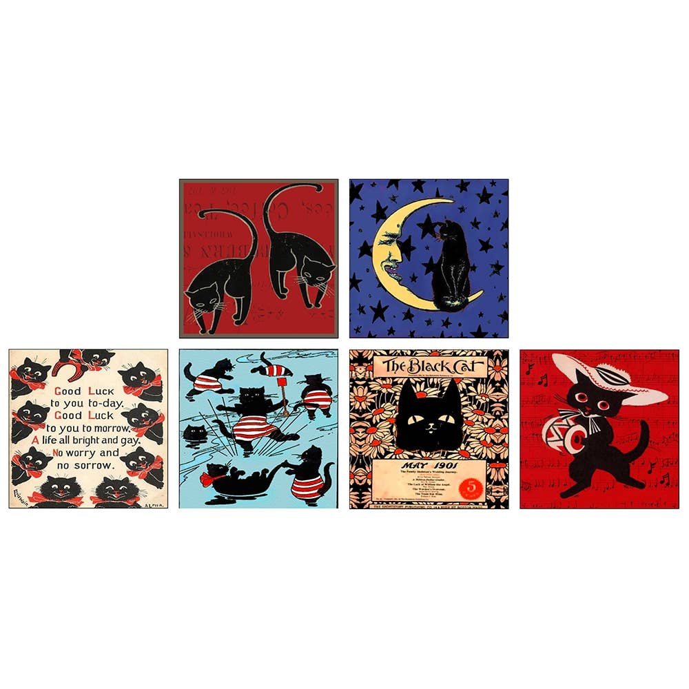 ANN390 - Vintage Black Cats Square Matchboxes
