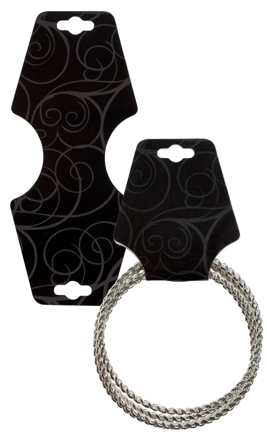 Black Swirl Self-Adhesive Necklace Foldovers - Pack of 50