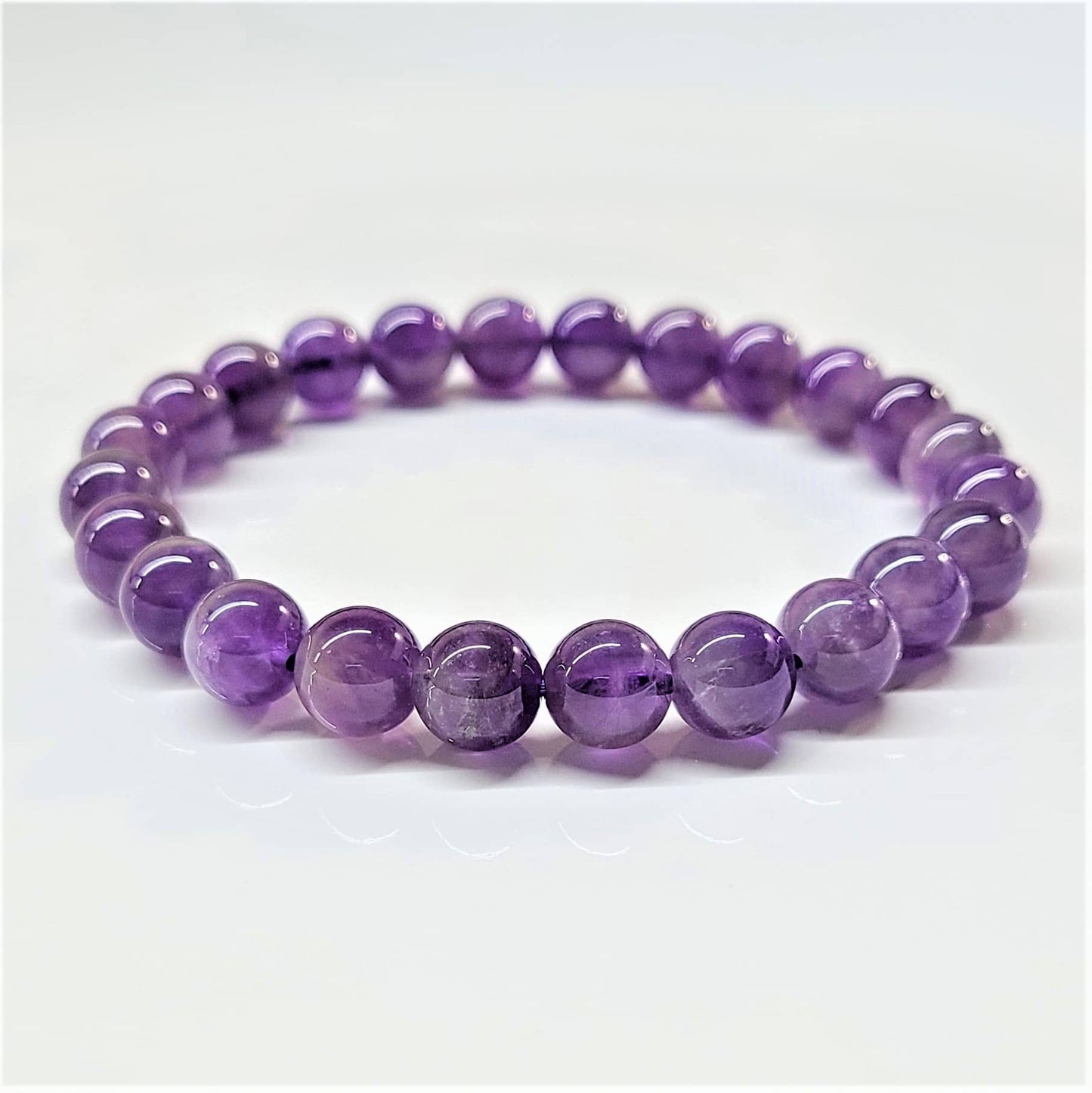 Natural Amethyst 8mm Bead Crystal Bracelet