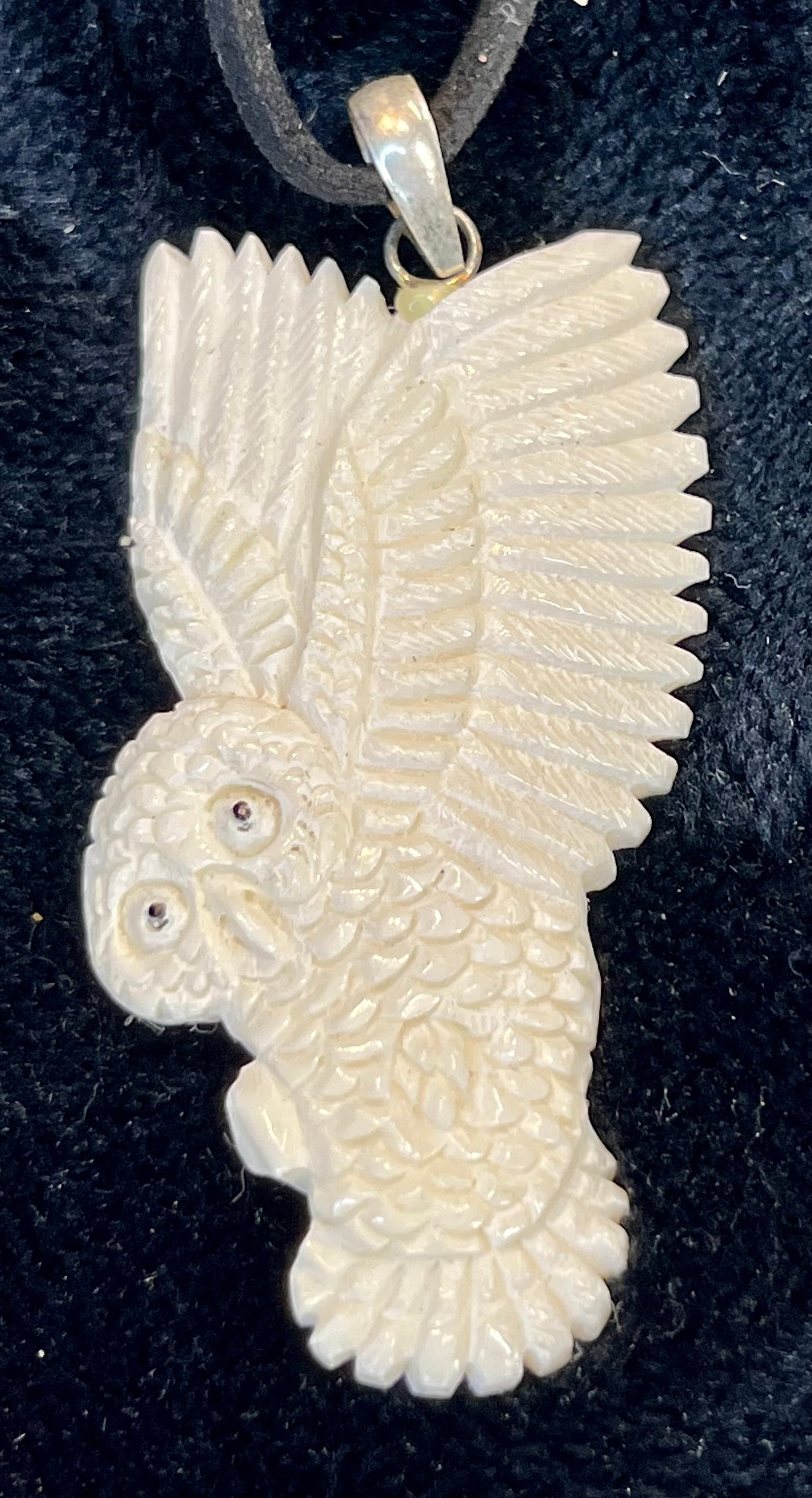 Hand Carved Bone Owl Pendant