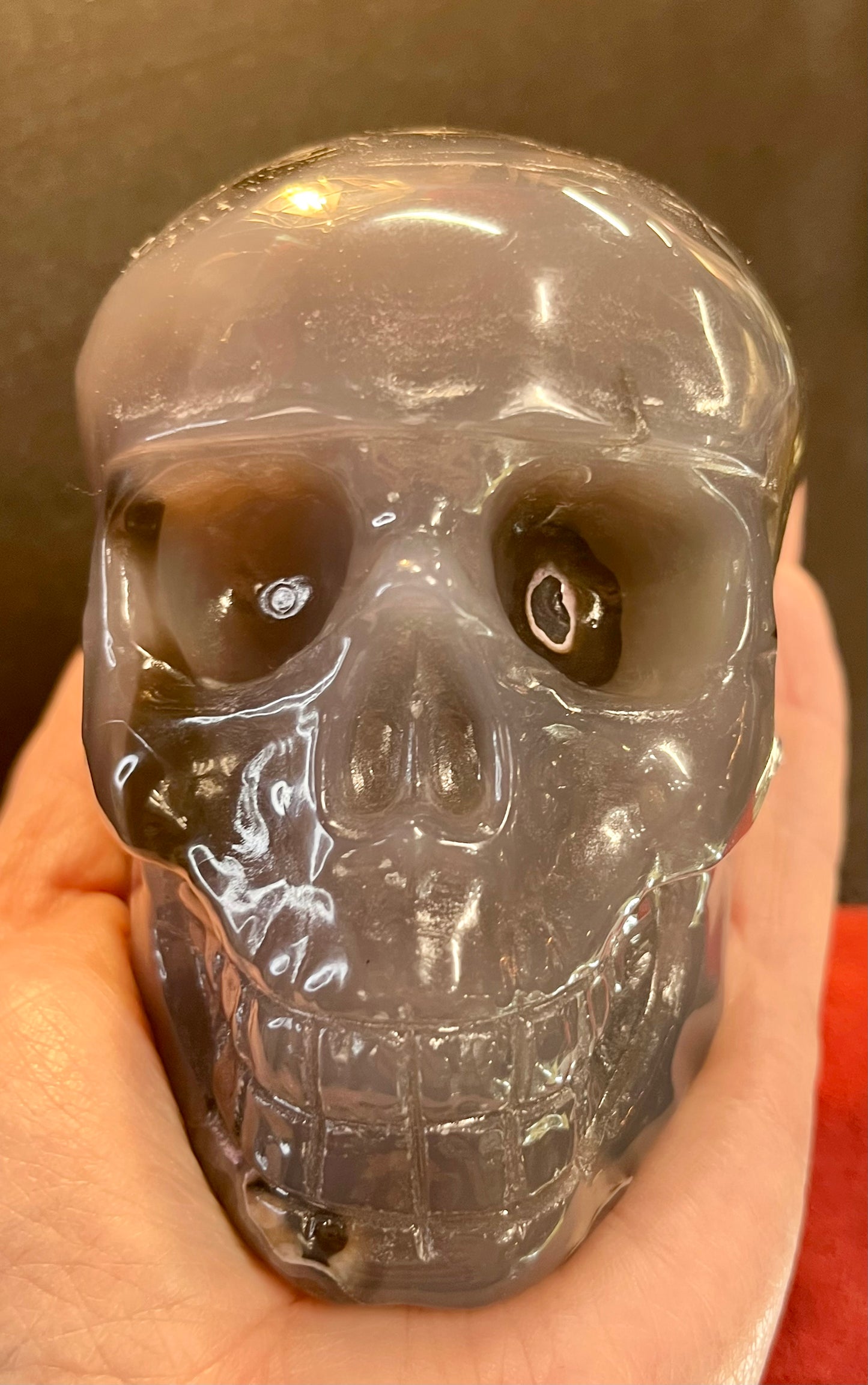 Carved Skull - Volcano Agate UV