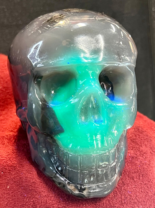 Carved Skull - Volcano Agate UV