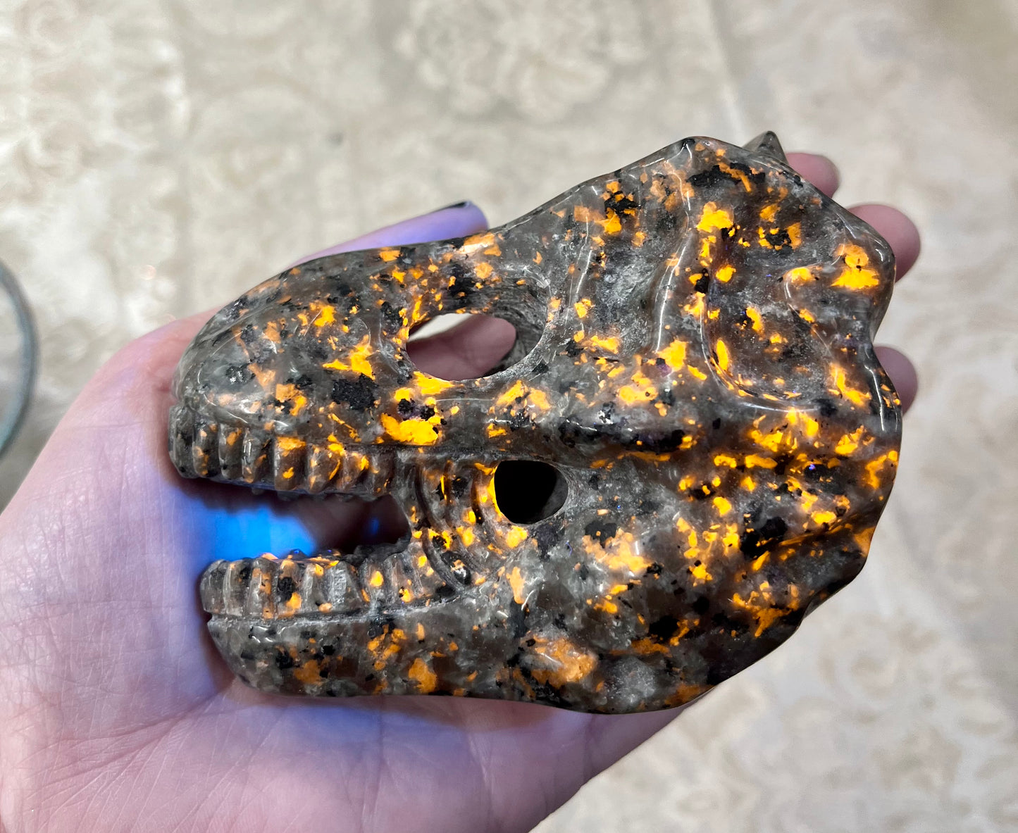 Yooperlite T-Rex UV Reactive Dinosaur Head