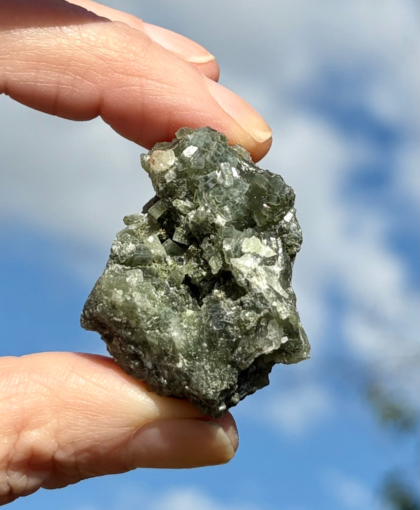 Prehnite with Epidot Clusters