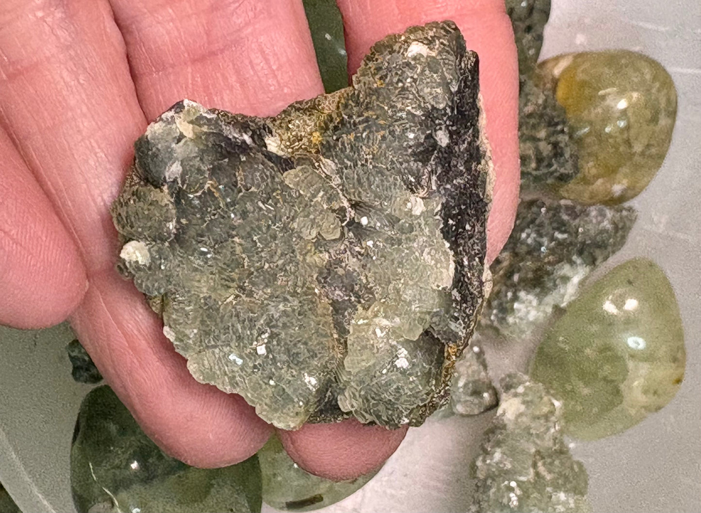 Prehnite with Epidot Clusters