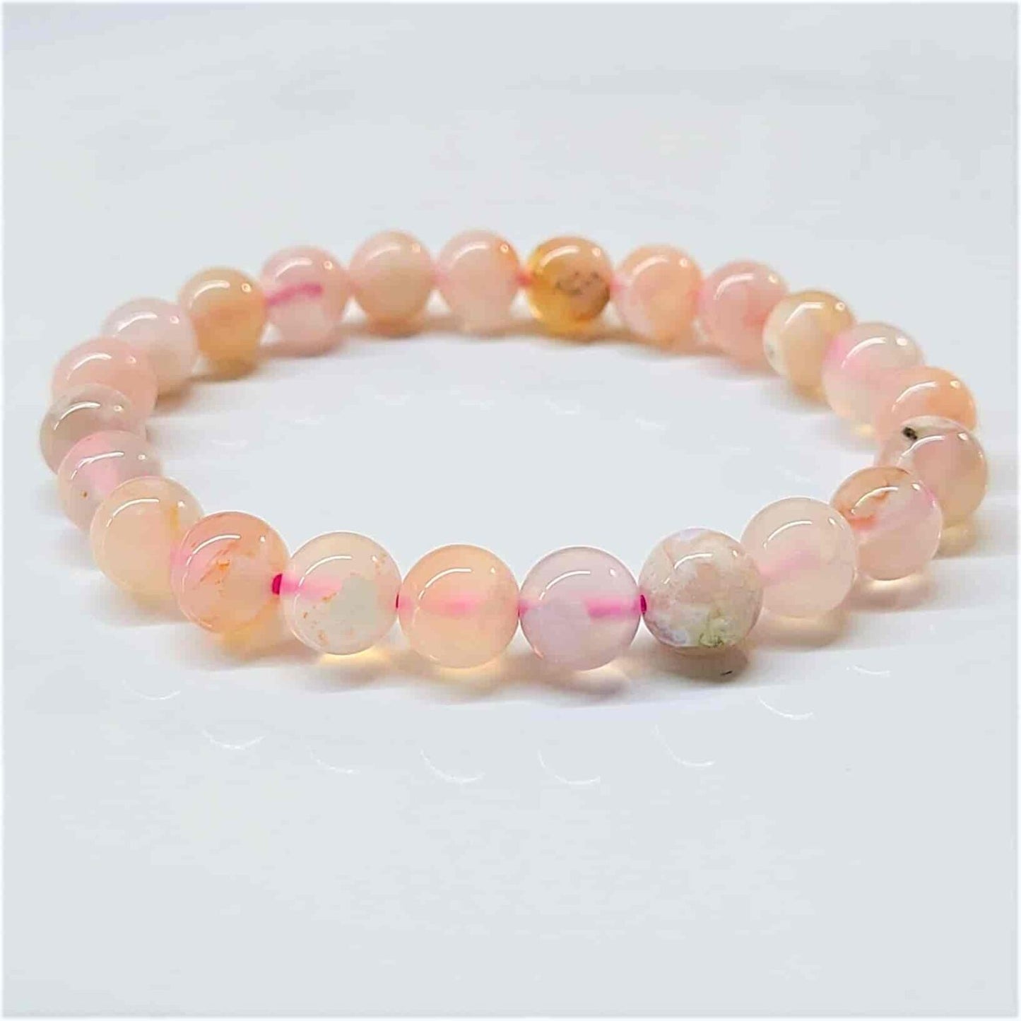 Flower Agate 8mm Bead Bracelet