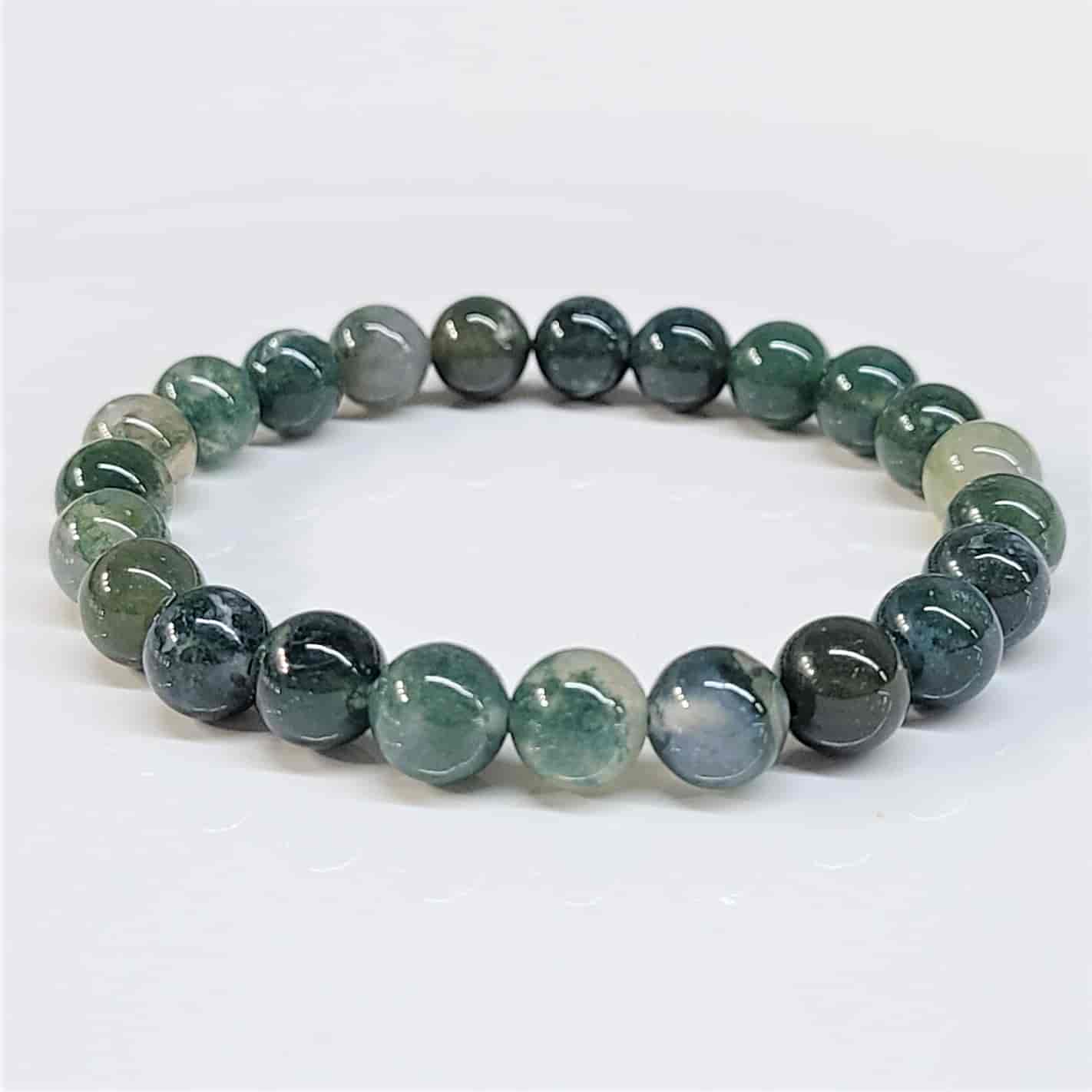 Moss Agate 8mm Bead Bracelet