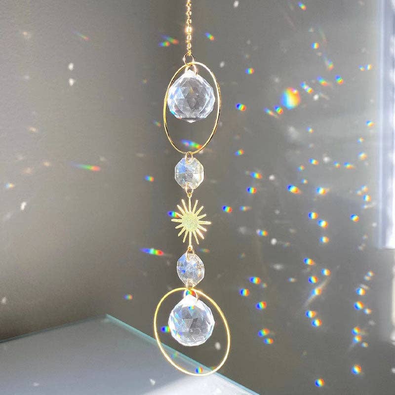Crystal Ball Geometric Hanging Sun Catcher 8ZA7HLS32: Pink