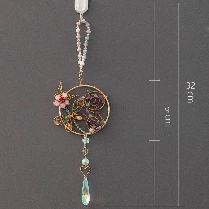 Dragonfly Wrapped Hanging Crystal Prism Sun Catcher 8ZA7HLS13: Gold
