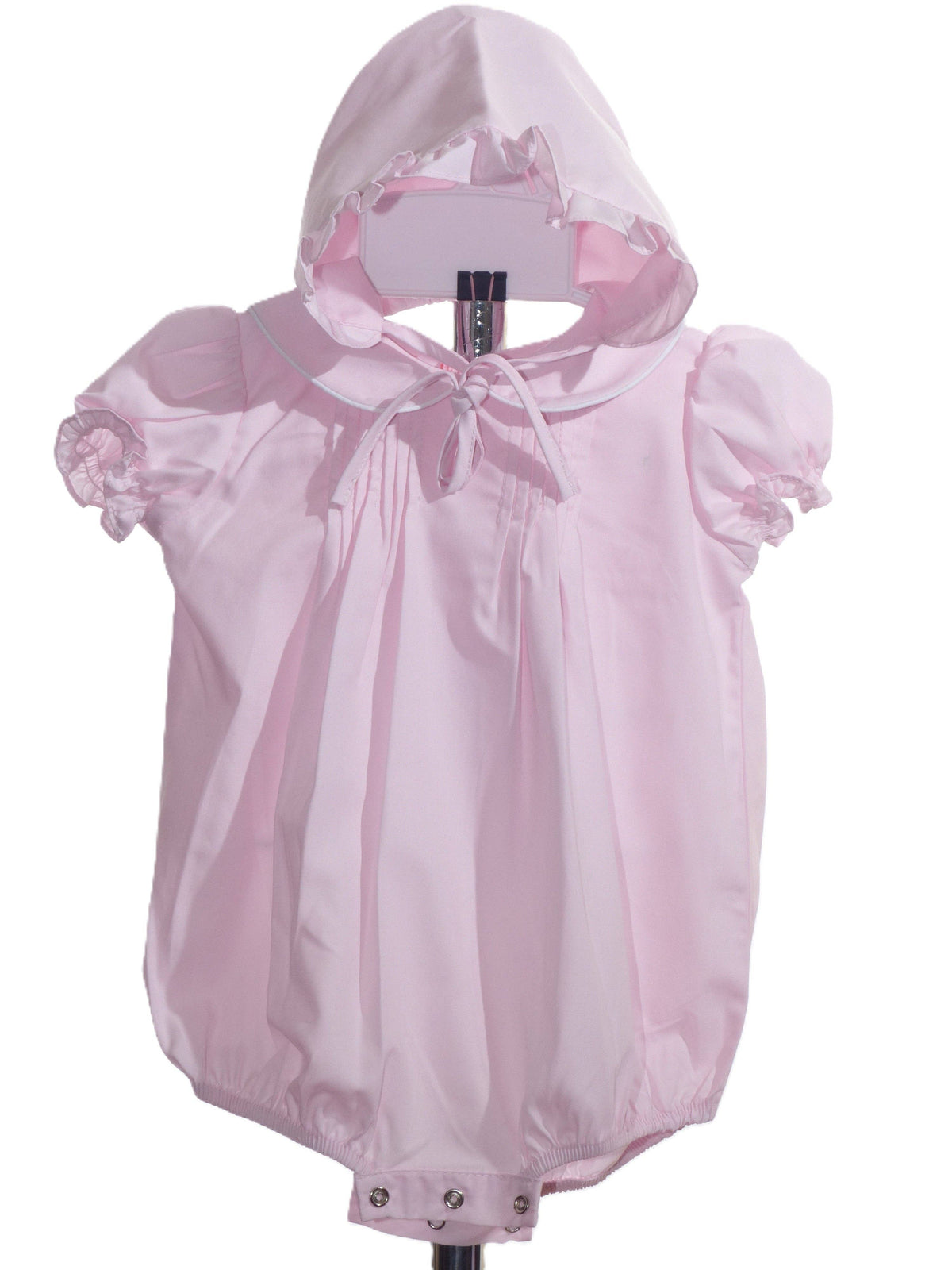 Pink Heirloom Pleated with Peter Pan Collar and Beautiful Bonnet: 3 months