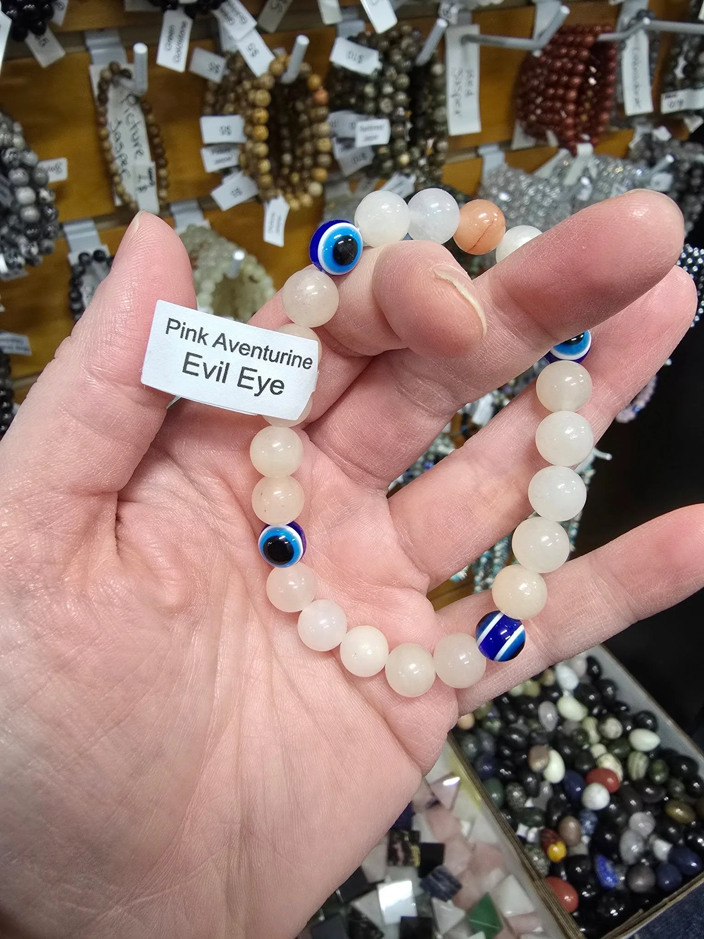 Evil Eye - Pink Aventurine - 8MM Bracelet