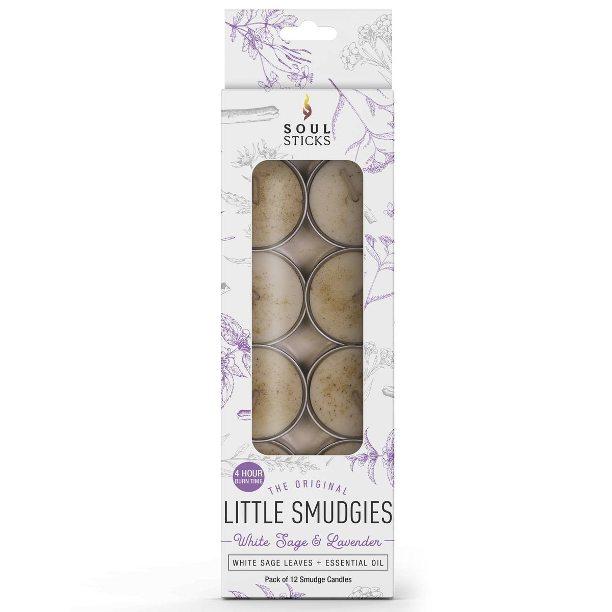 Soy Smudge Candle, White Sage & Lavender - Smudgies (12 pk.)