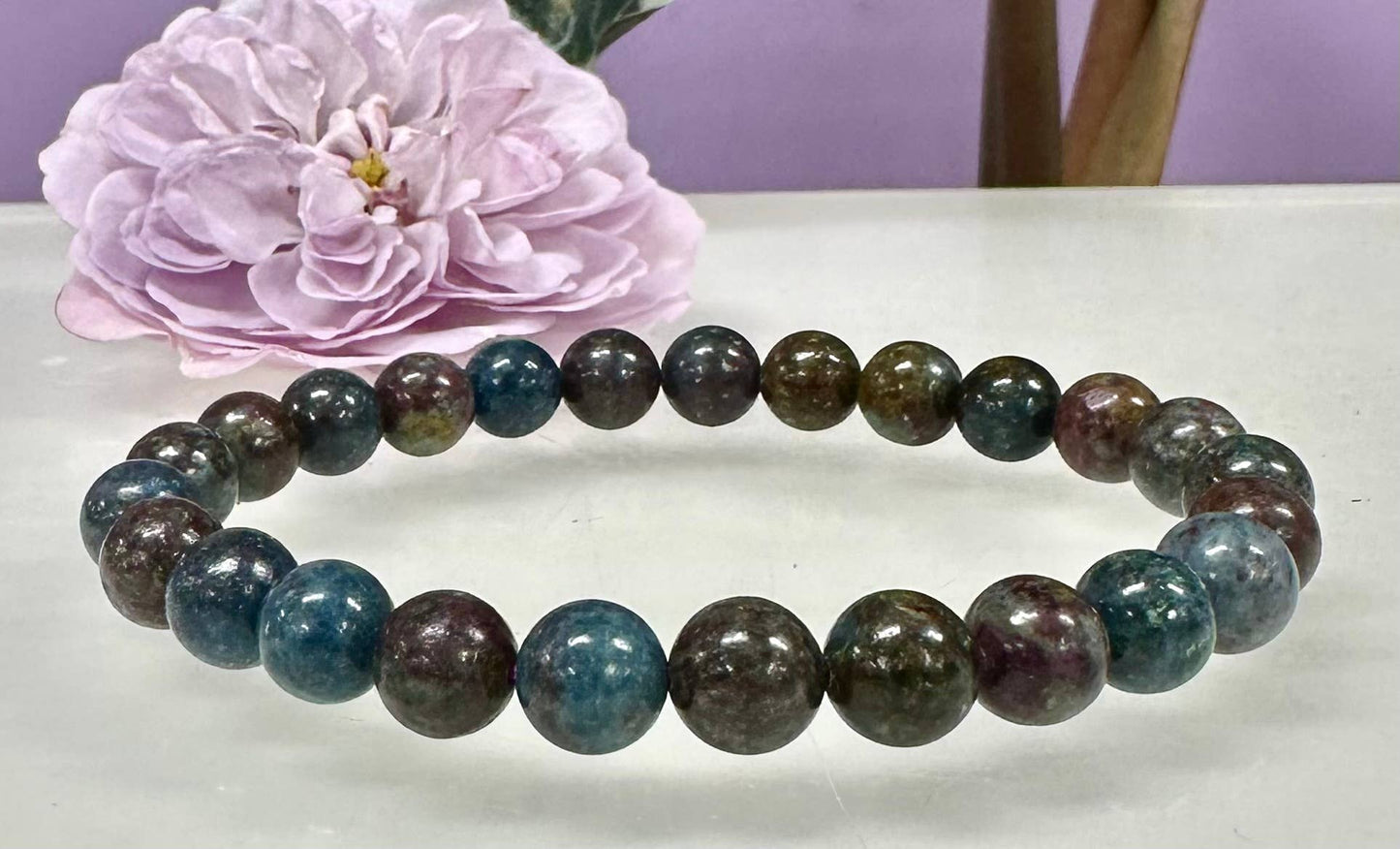 8mm Natural Ruby Kyanite Crystal Healing Stretch Bracelet