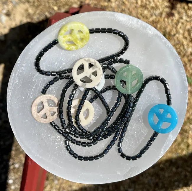 Hematite Peace Sign Bracelet
