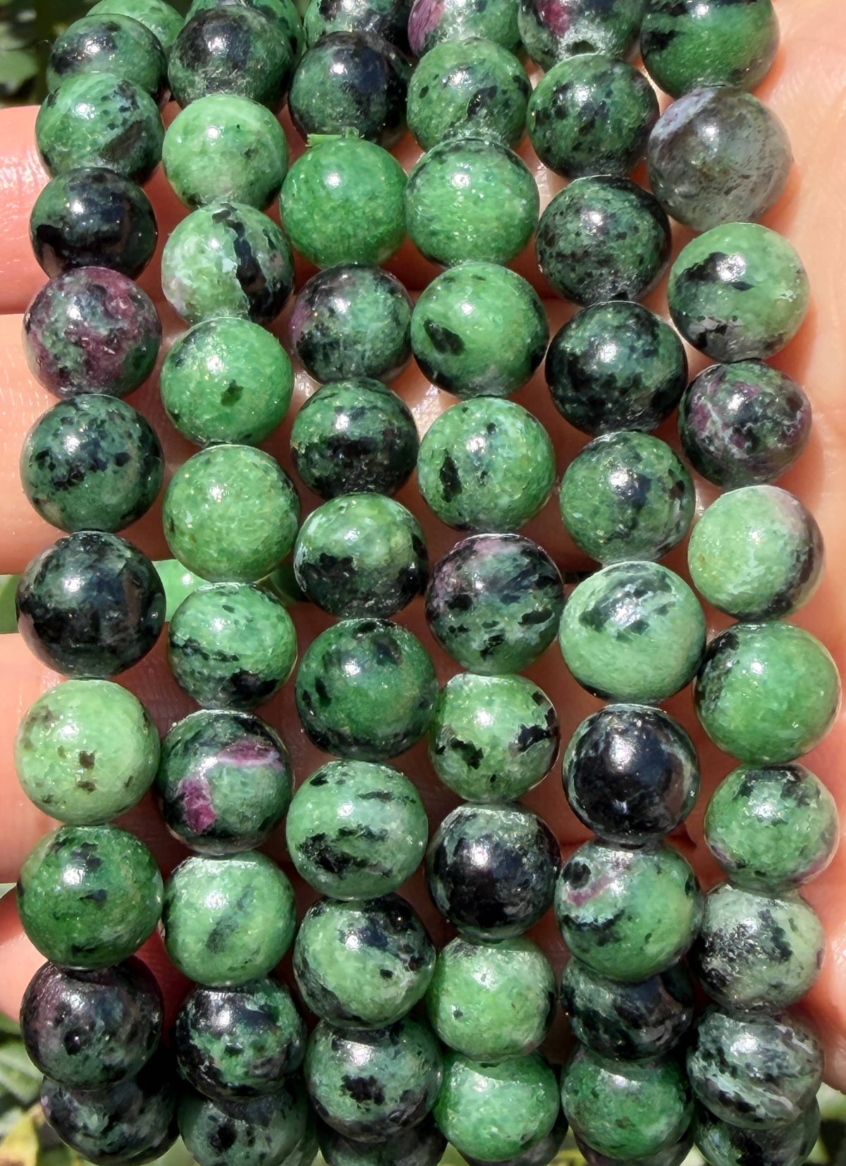 Natural Ruby Zoisite 8mm Crystal Healing Stretch Bracelet