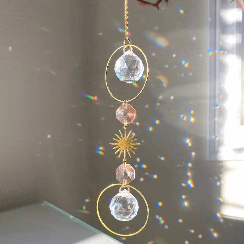 Crystal Ball Geometric Hanging Sun Catcher 8ZA7HLS32: Pink