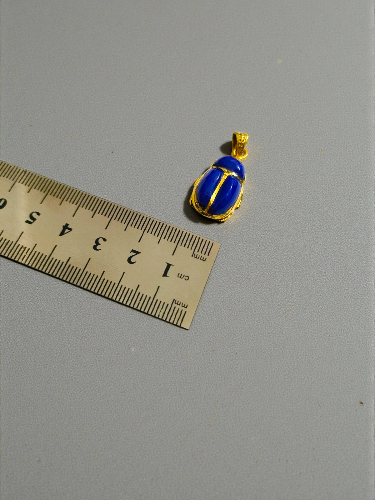 Gold Egyptian Scarab Lapis Lazuli Necklace, Handmade Talisman Divine Pendant: Pendant Only