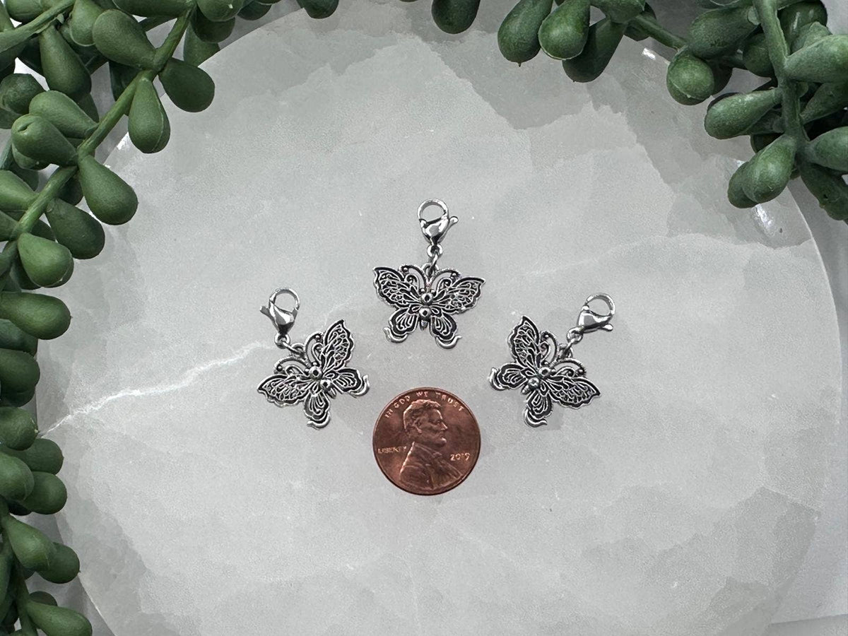 BUTTERFLY Interchangeable Silver Alloy Charm with Clasp