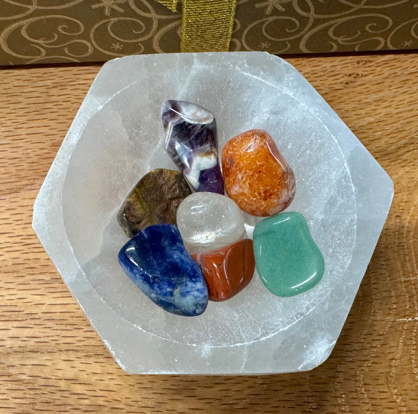 Selenite Bowl and Chakra Set