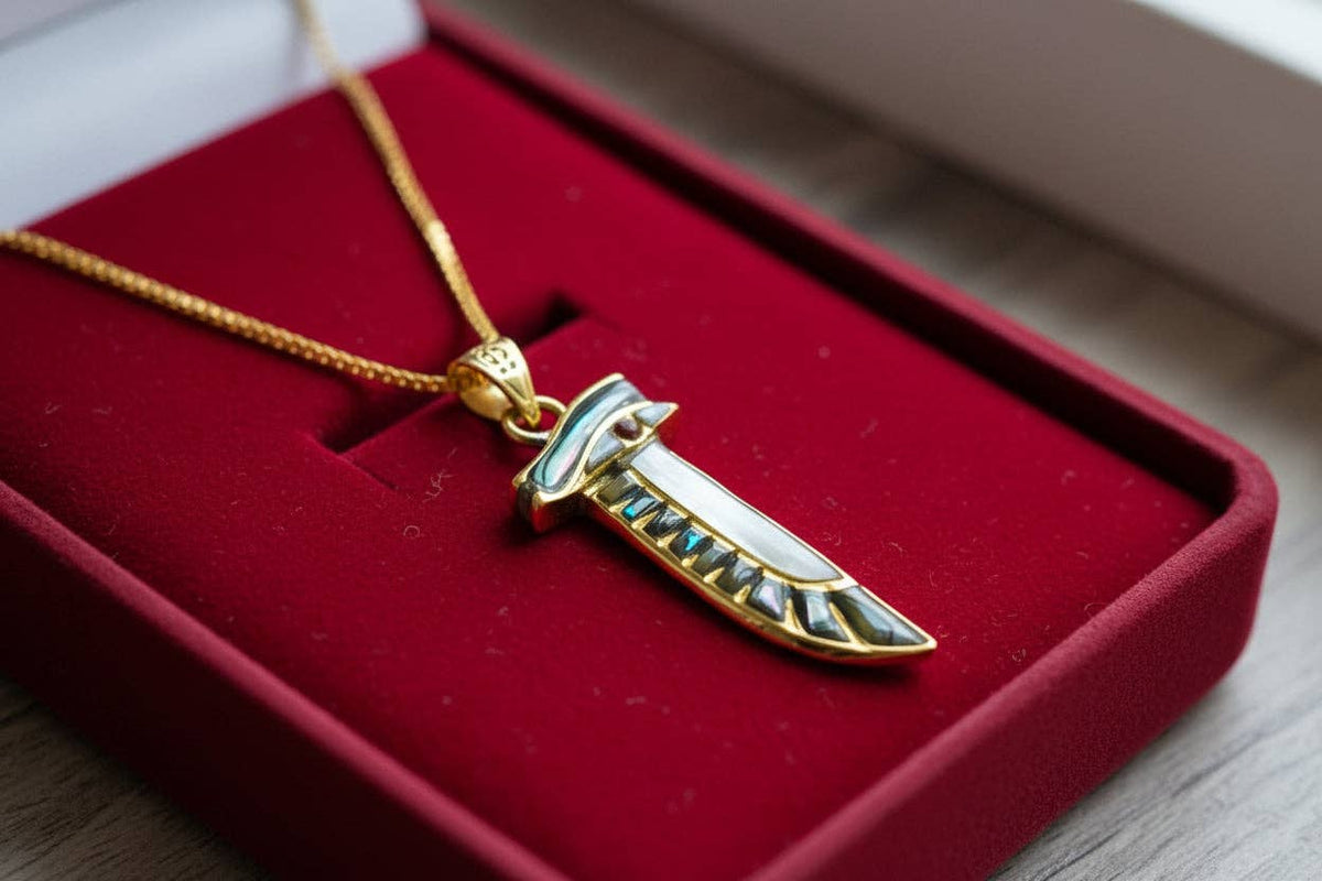 Gold Eye of Horus Necklace, Mother of Pearl Egyptian Pendant: Pendant Only