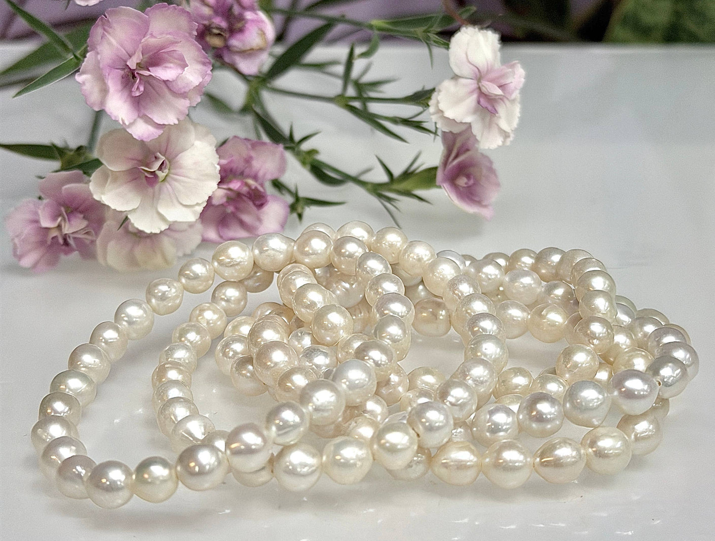 Natural Freshwater Pearl Stretch bracelets 7mm 7.5”
