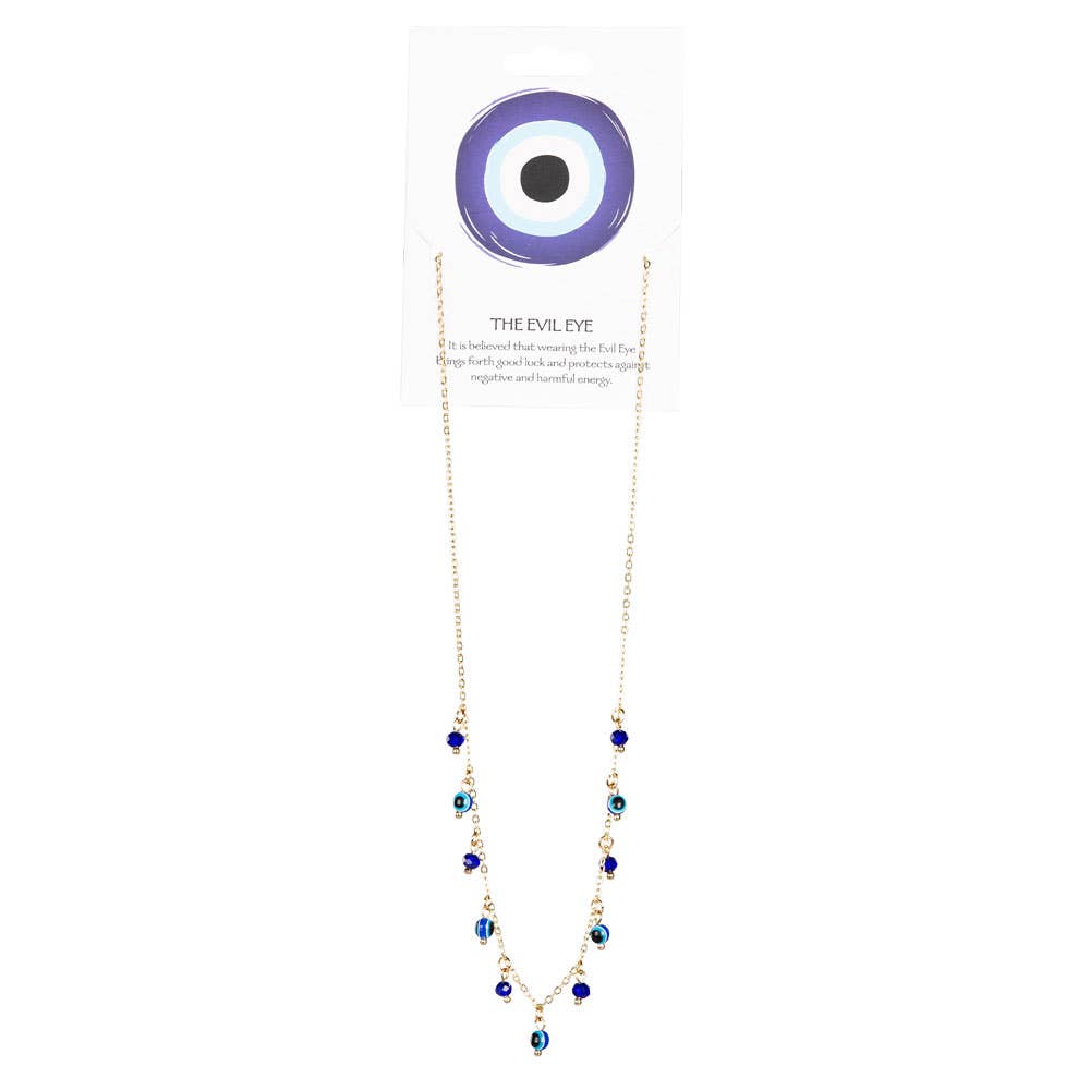MOON/STAR MULTI COLORED EVIL EYE NECKLACE