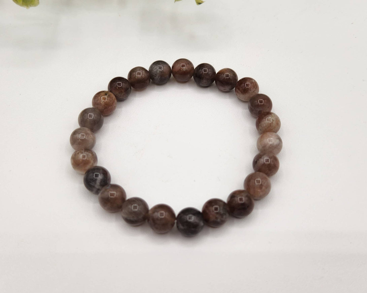 Black Moonstone 8mm Stretchable Gemstone Bracelet-7.5"L