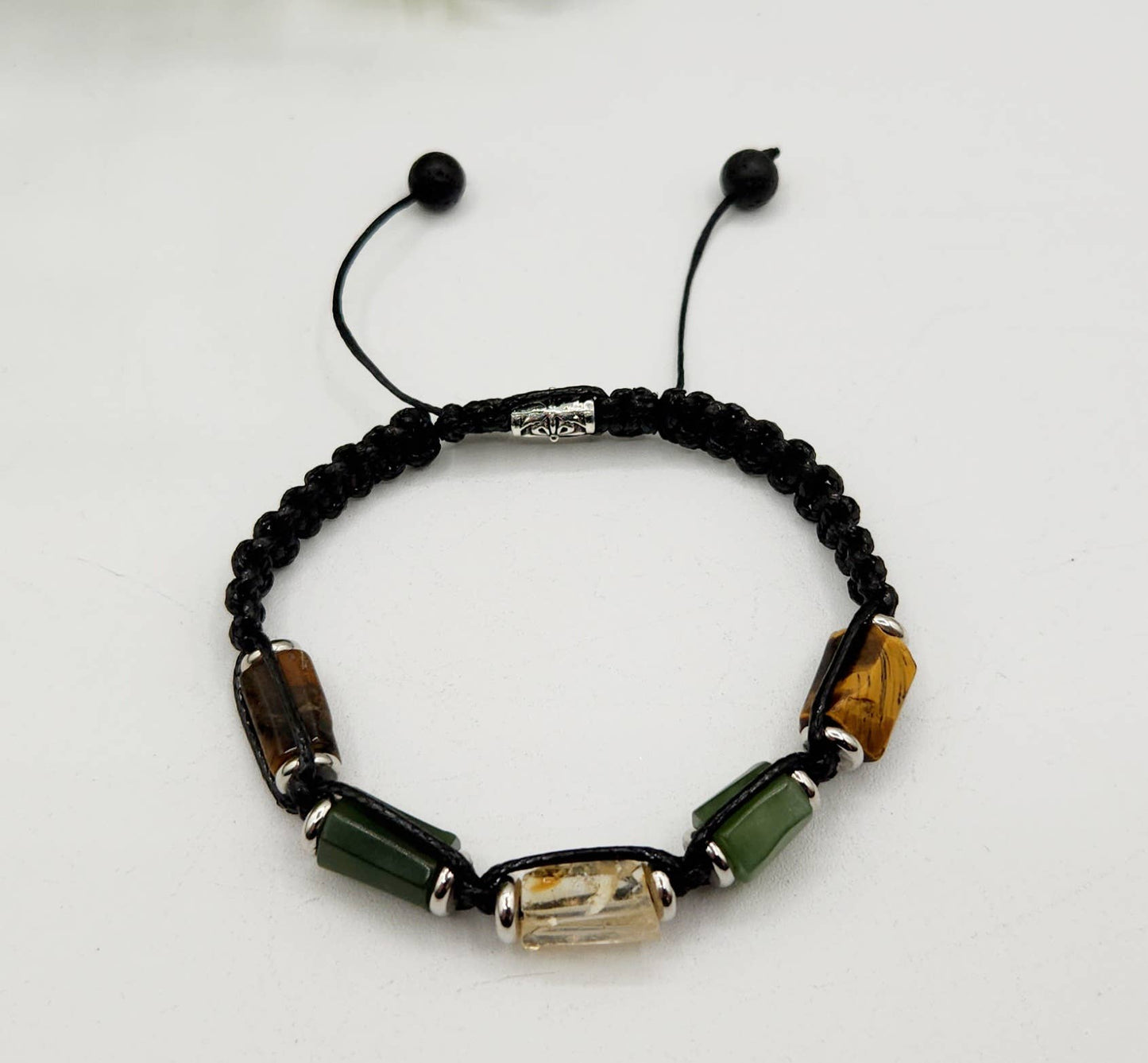 ABUNDANCE-Unisex/Men's Adjustable Gemstone Bracelet 8"-9.5"L: OPTION #1: Bracelets Only