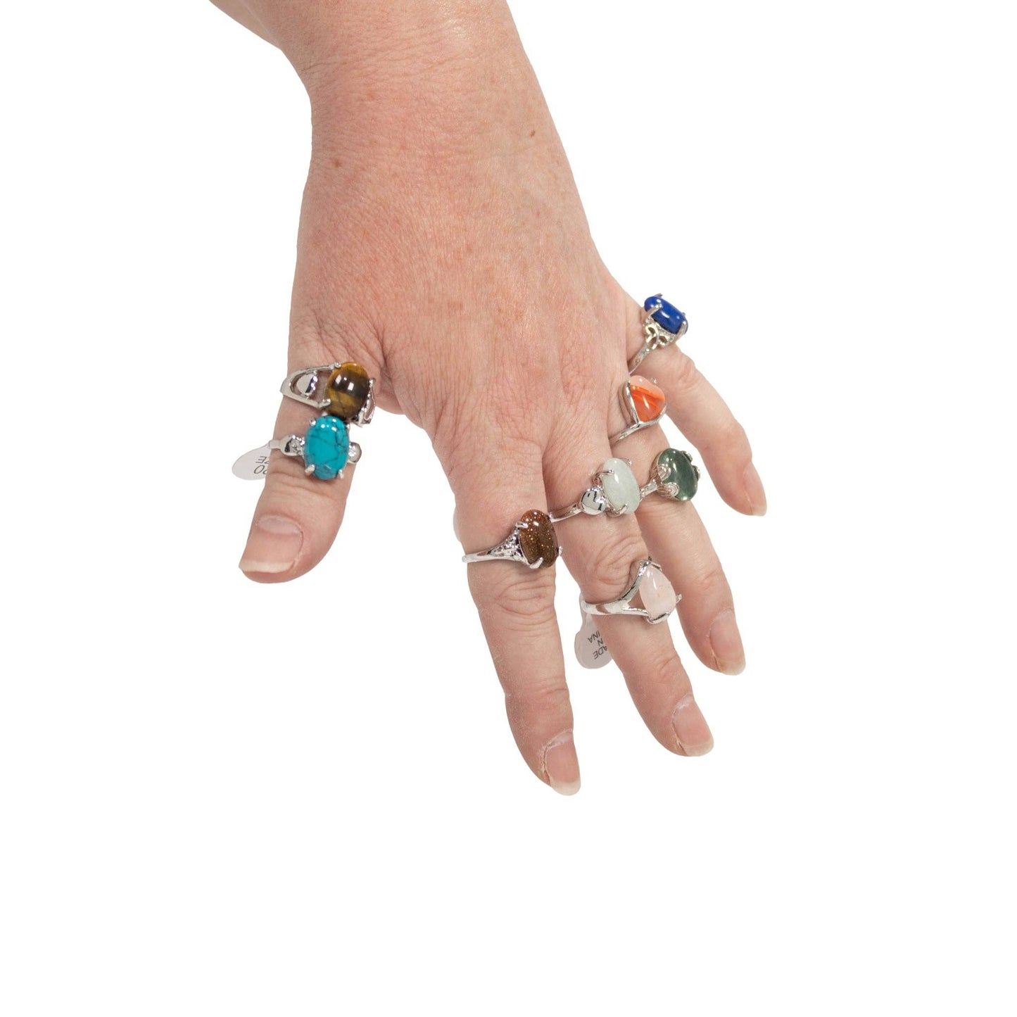 Gemstone Rings Assortment – 100 or 50 Mixed Stone Rings: Assorted Lg 50