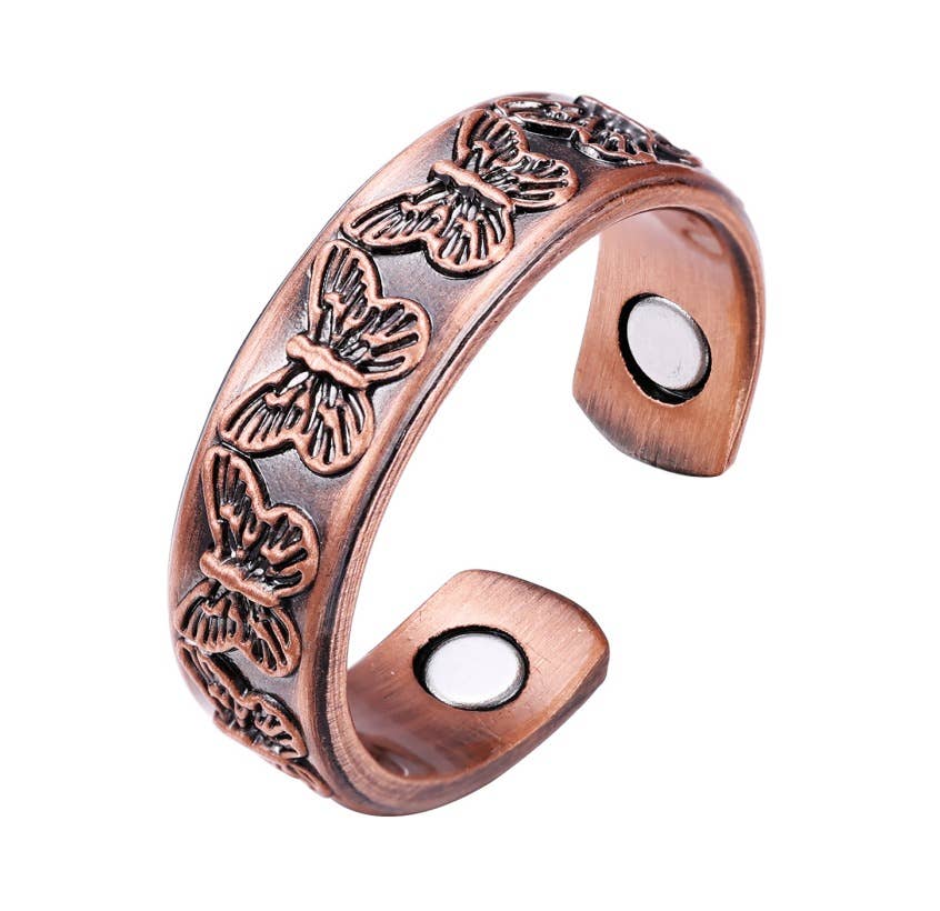 RP 22 Embossed Adjustable  Butterfly Ring with magnets