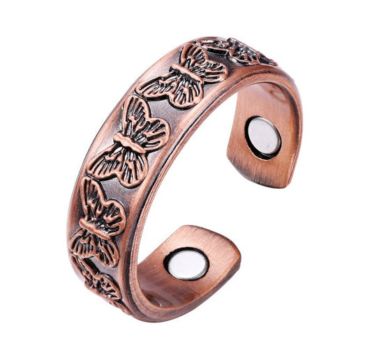 RP 22 Embossed Adjustable  Butterfly Ring with magnets