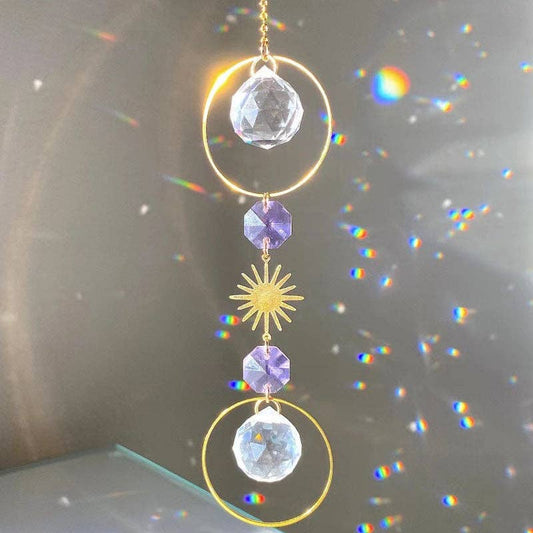 Crystal Ball Geometric Hanging Sun Catcher 8ZA7HLS32: Purple