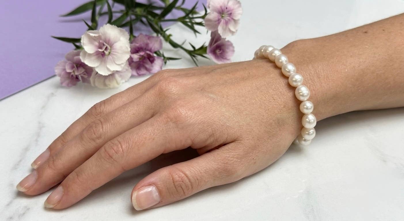 Natural Freshwater Pearl Stretch bracelets 7mm 7.5”