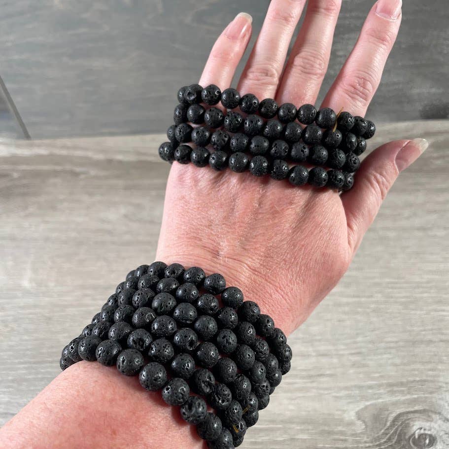 8mm Round Gemstone Beaded Bracelets – Assorted Crystals Bulk: Zebra Stone