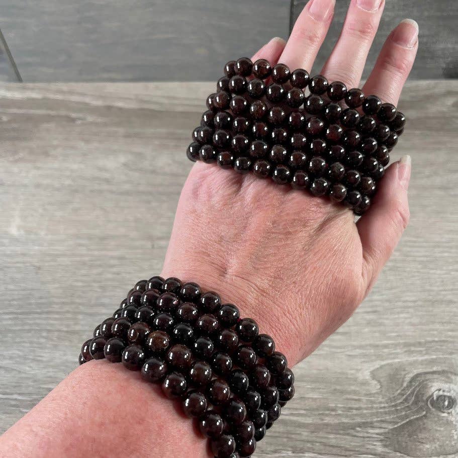 8mm Round Gemstone Beaded Bracelets – Assorted Crystals Bulk: Peanut Jasper