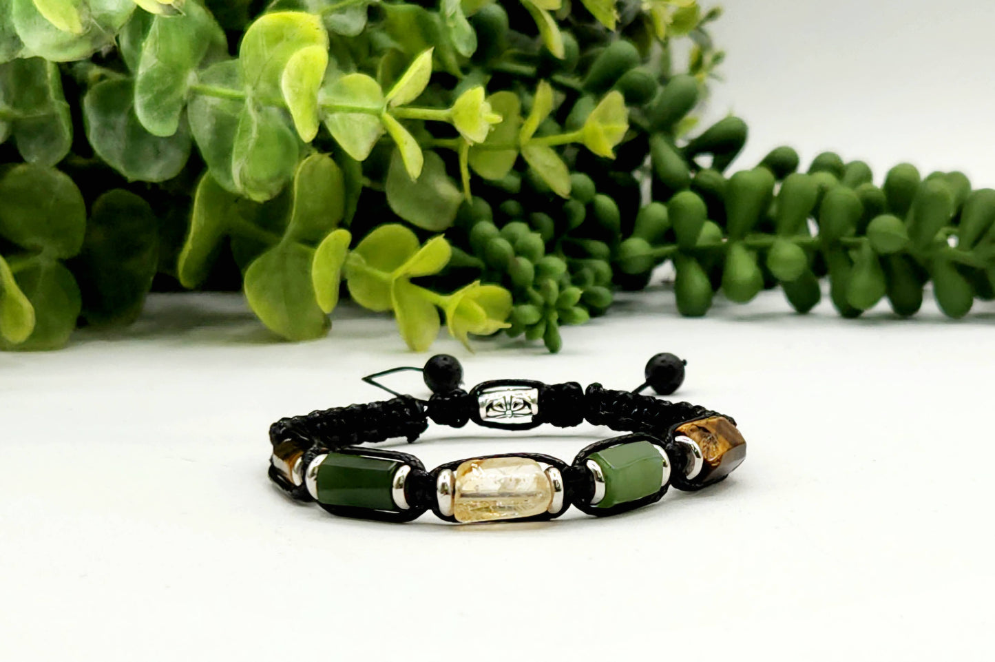 ABUNDANCE-Unisex/Men's Adjustable Gemstone Bracelet 8"-9.5"L: OPTION #1: Bracelets Only