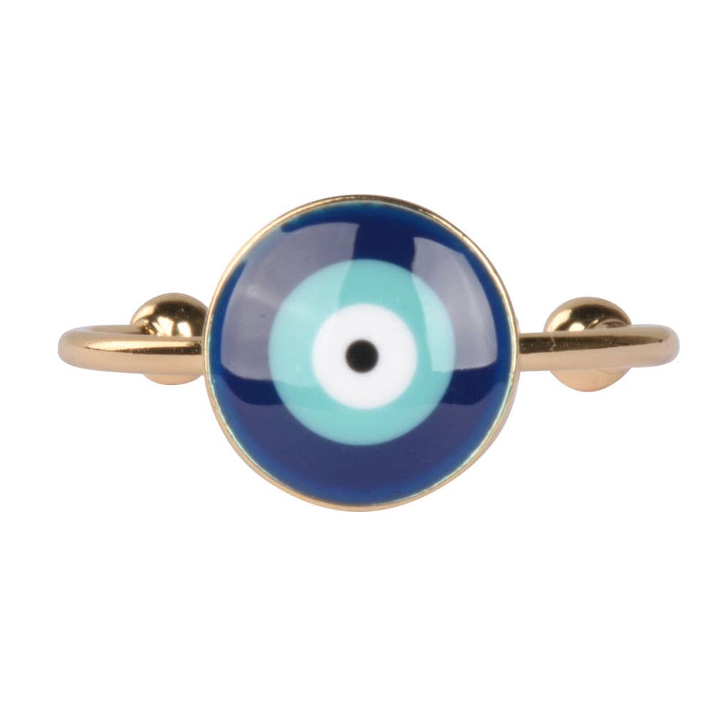 Silver Evil Eye Adjustable Ri