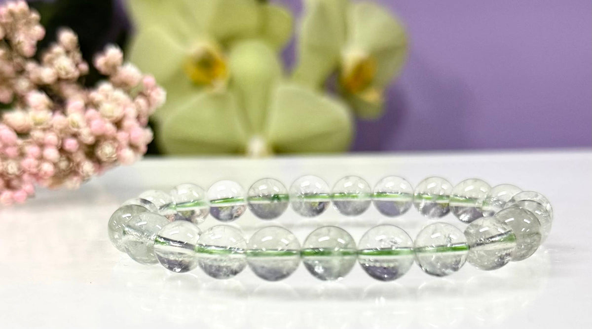 8mm Prasiolite Crystal Healing Stretch Bracelet 7.5"