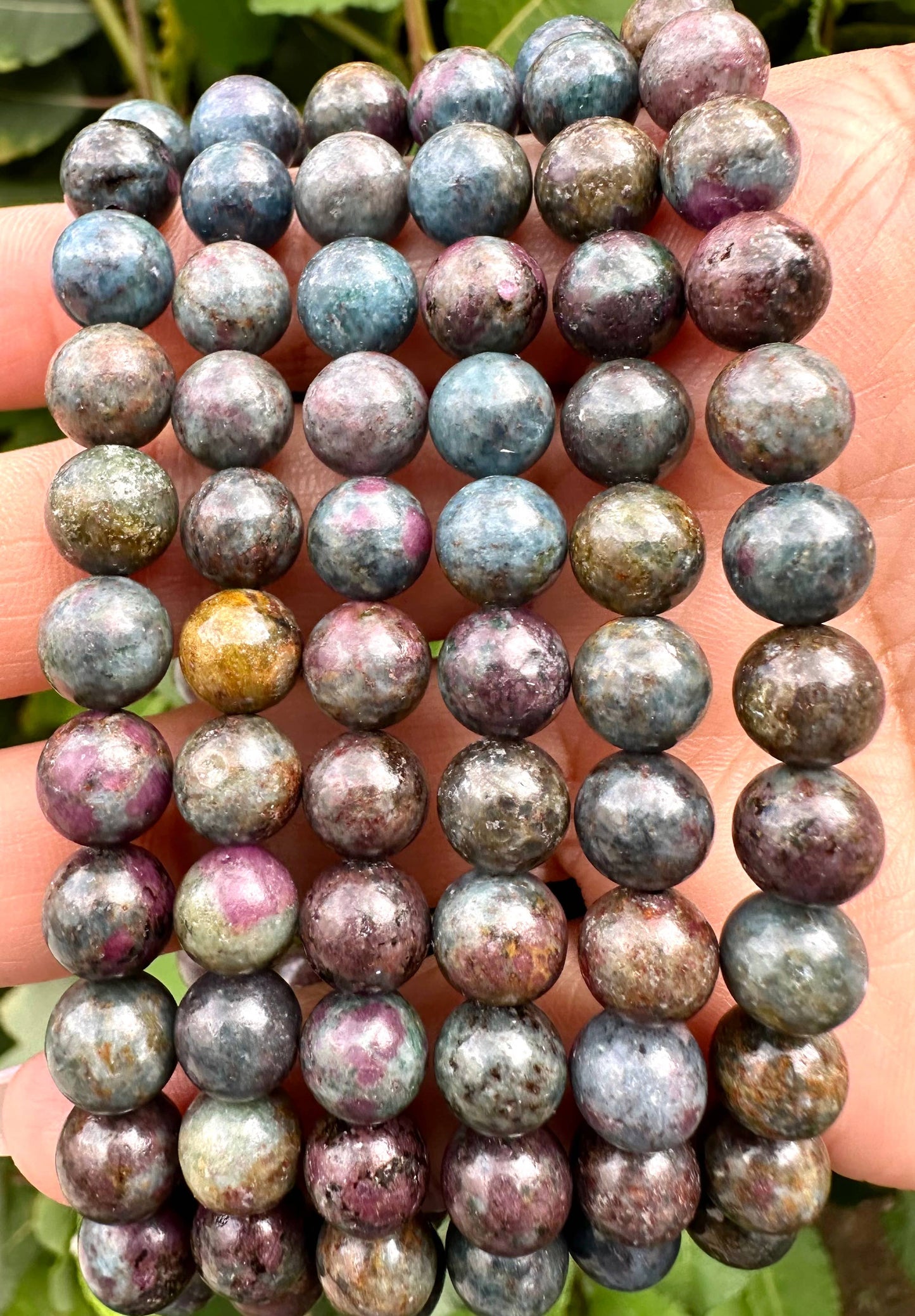 8mm Natural Ruby Kyanite Crystal Healing Stretch Bracelet 