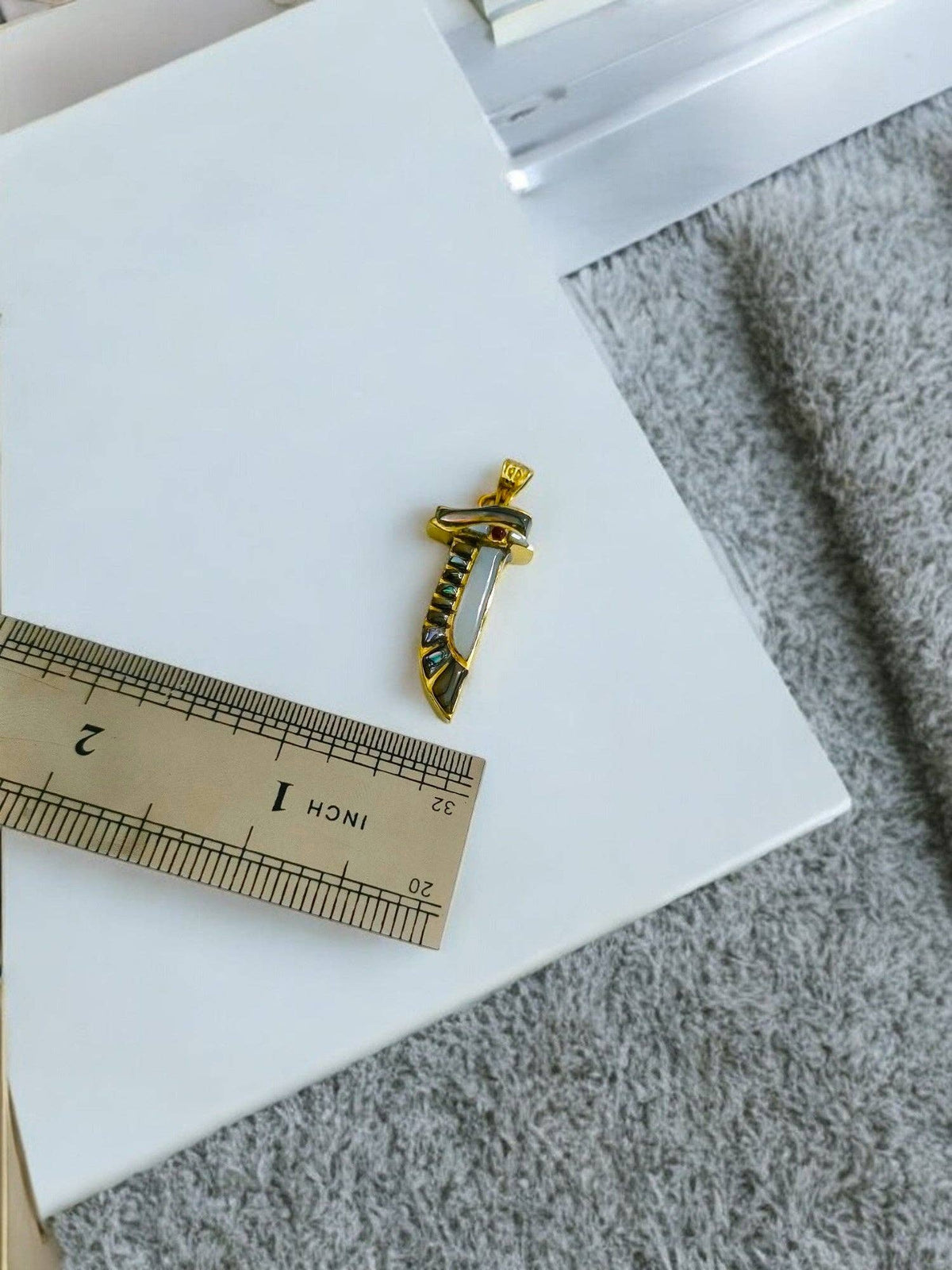 Gold Eye of Horus Necklace, Mother of Pearl Egyptian Pendant: Pendant Only