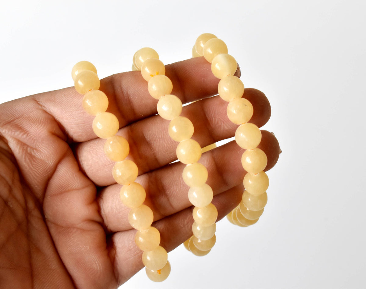 Healing Bracelet | Honey Calcite | Beaded Gemstone Bracelet: 8mm