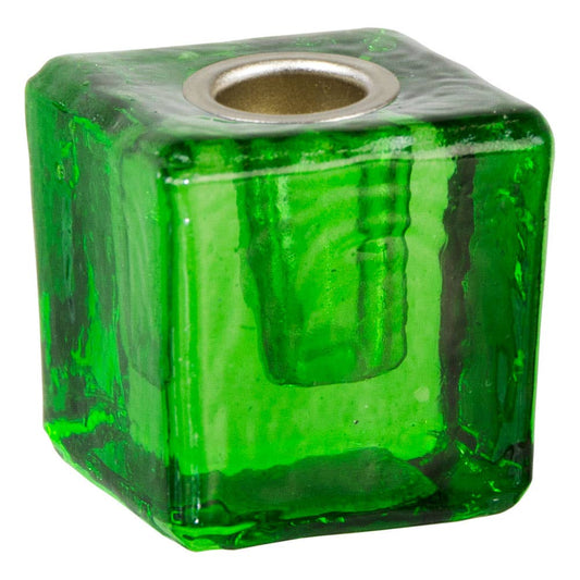 Mini Glass Candle Holder Cube Green (Each)