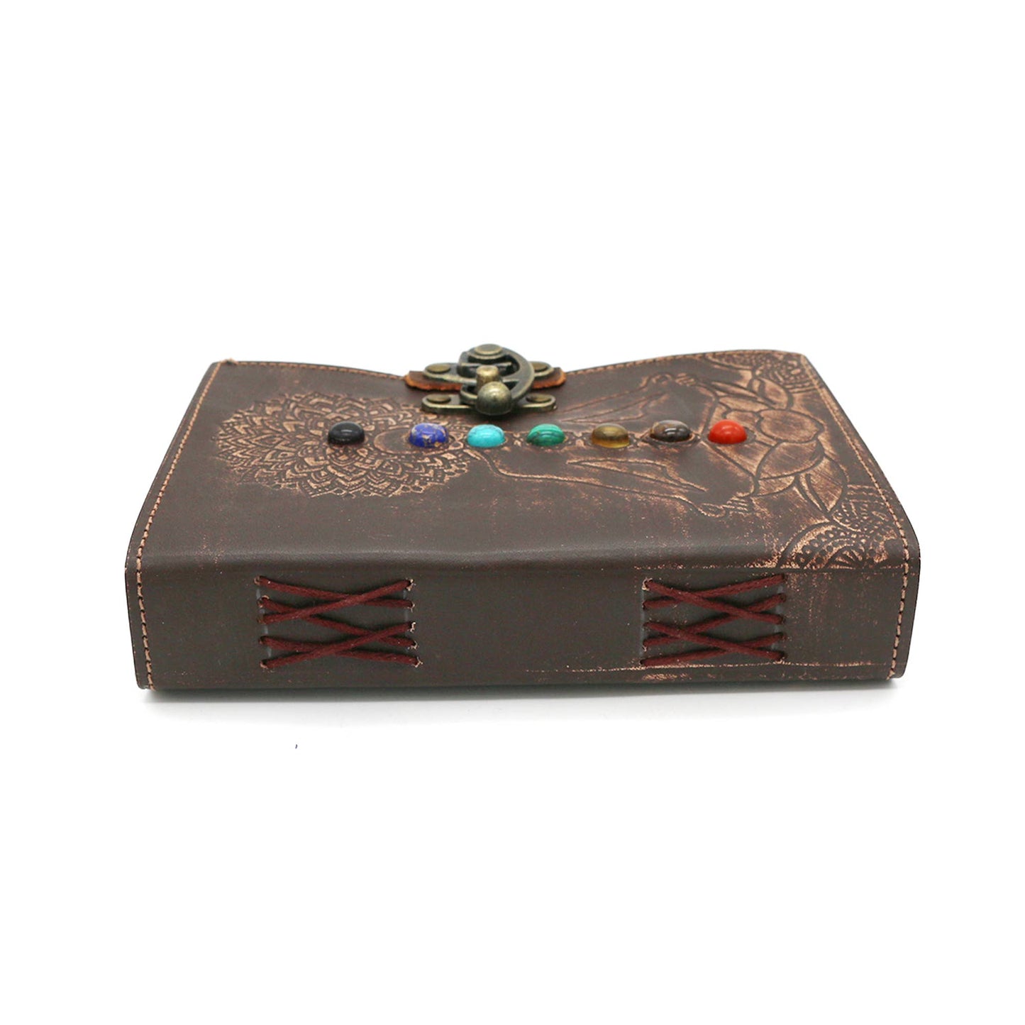 Blank Leather Journal - Embossed 7 Chakras (5 x 7 in.)